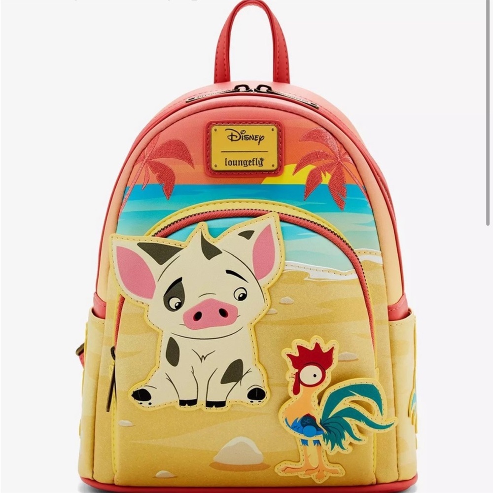 Loungefly Pink and Yellow Moana-Themed Bag